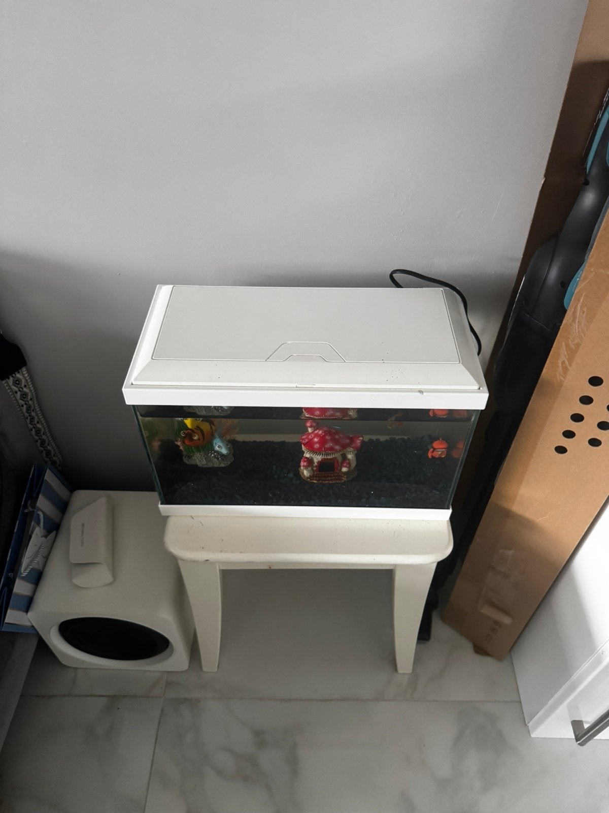 Aquariam met visjes, Dieren en Toebehoren, Vissen | Aquaria en Toebehoren, Ophalen of Verzenden, Zo goed als nieuw, Gevuld zoetwateraquarium