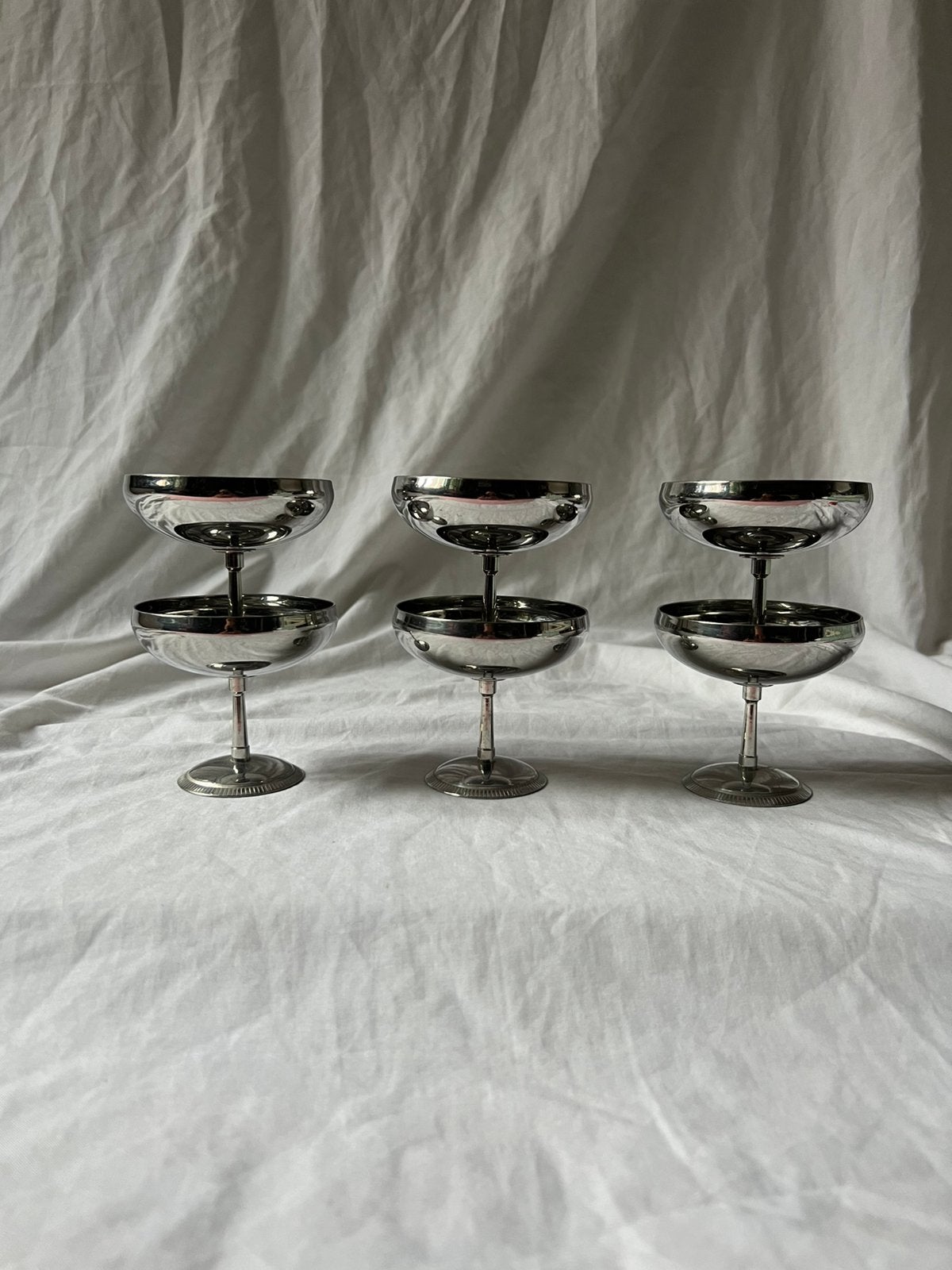 Vintage RVS ijscoupes Letang & Remy | dessert bistro coupes, Ophalen, Metaal, Vintage, Kom(men)