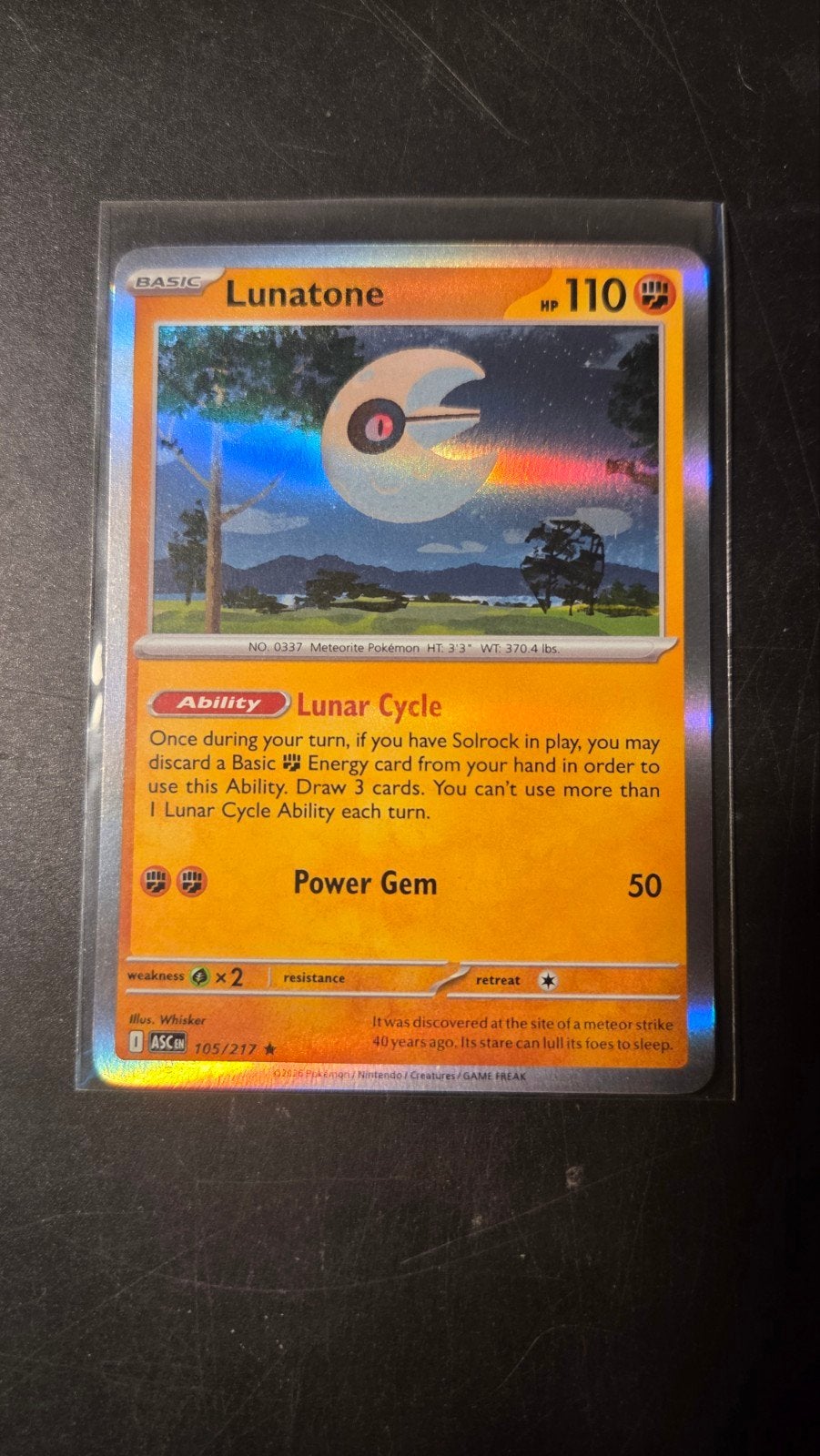 Lunatone 105/217 Rare Holo - Ascended Heroes Pokémon Kaart, Verzenden, Zo goed als nieuw, Losse kaart, Foil