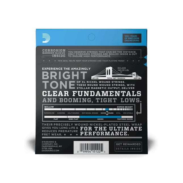 D'Addario EXL220 Super Light basgitaar snarenset, ., Nieuw, ., .