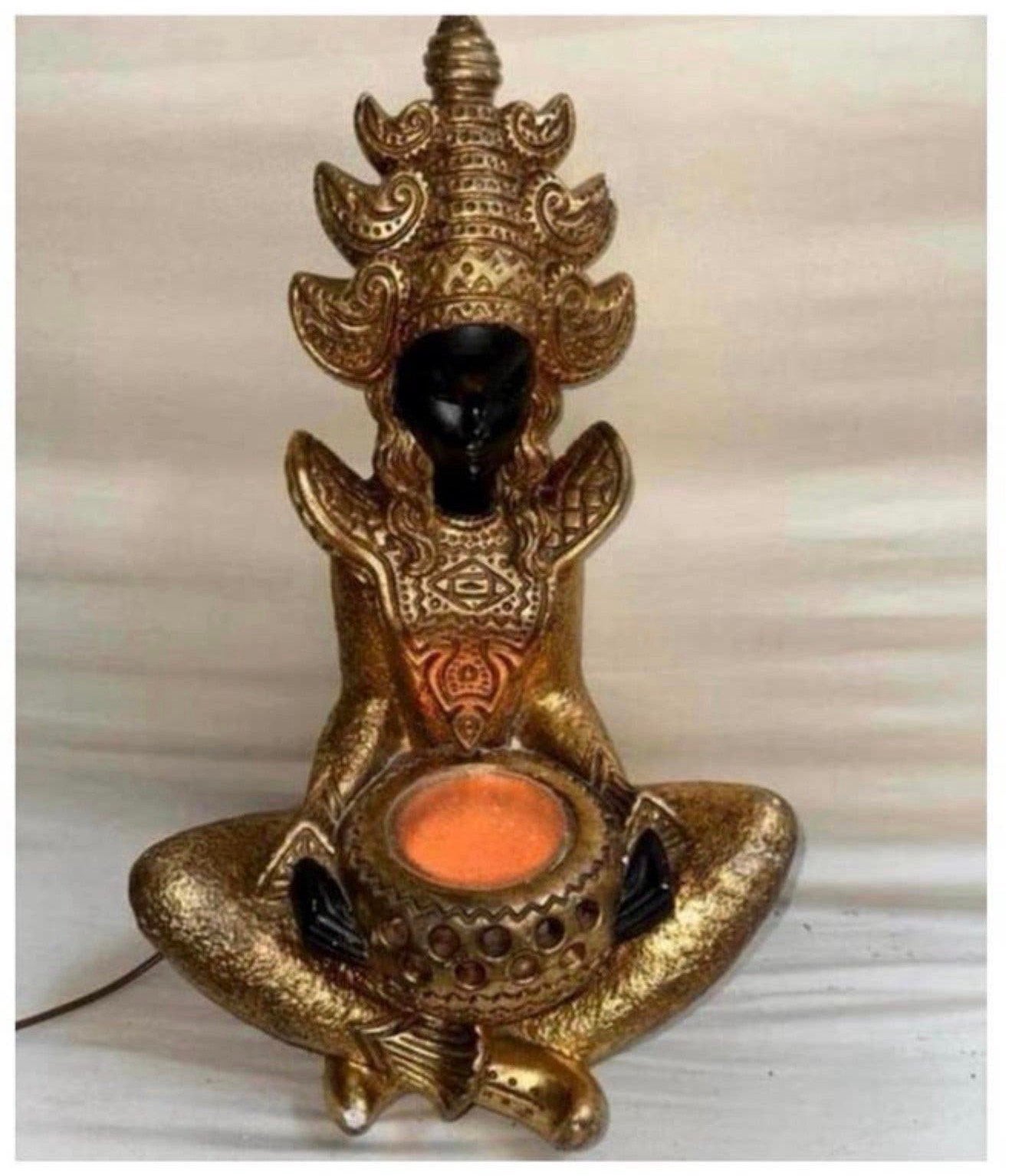 Beeld Aziatisch Figuur-lamp 1950 50CM XL Azie Buddha boeddha, Gebruikt, P, Houtsnijwerk, P
