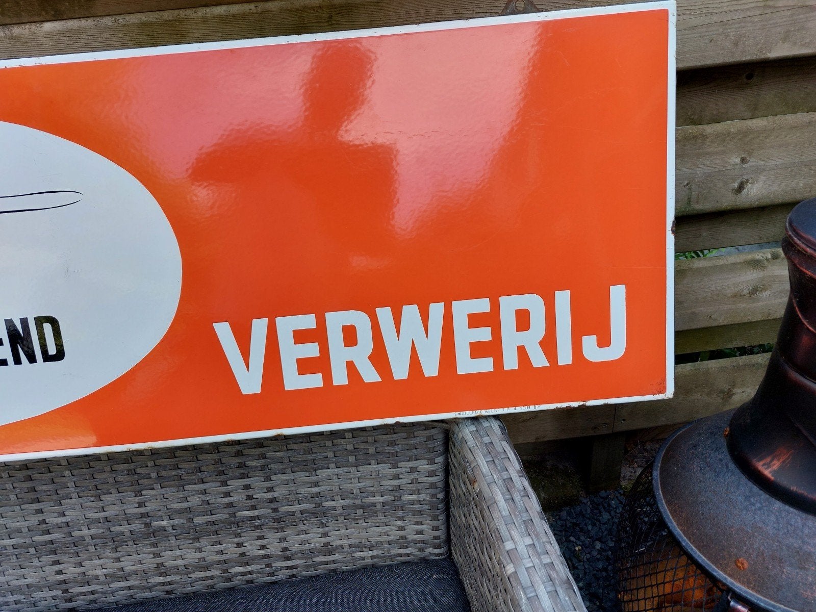 Emaille reclamebord 'Zwarte Arend Verwerij', Antiek en Kunst, Ophalen