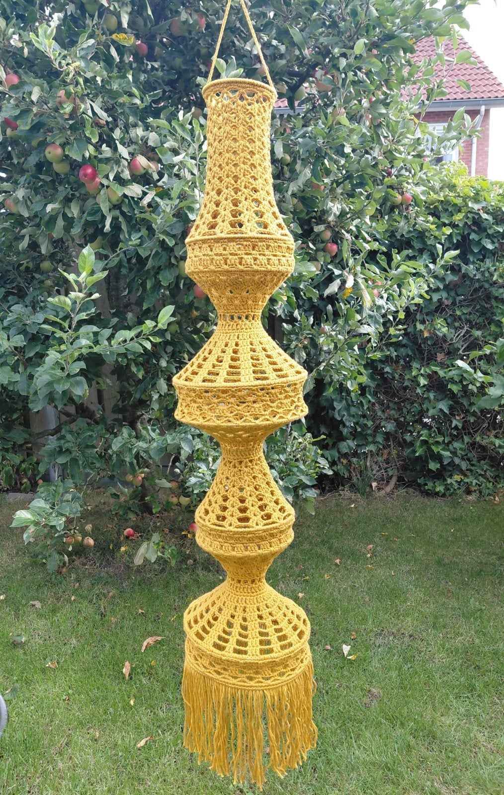 Gehaakte kroonluchter / visnetlamp, Ophalen of Verzenden, Nieuw, Textiel, Ibiza, bohemian