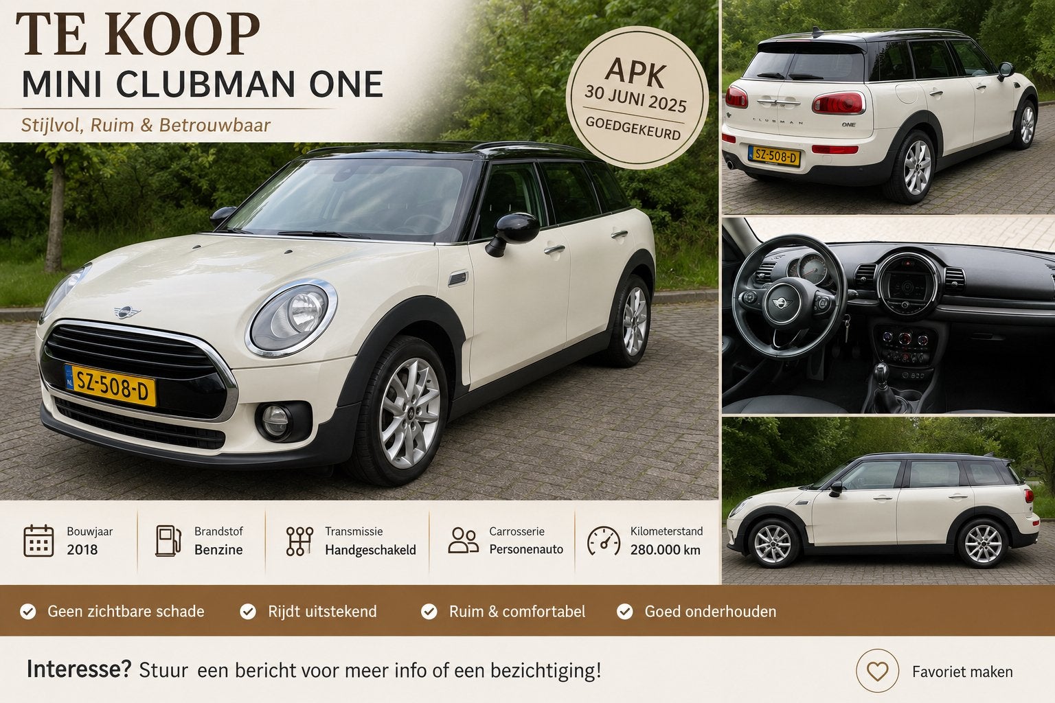 Mini Clubman 1.5 ONE 2018 Wit, Auto's, Voorwielaandrijving, 4 cilinders, Wit, Stationwagon