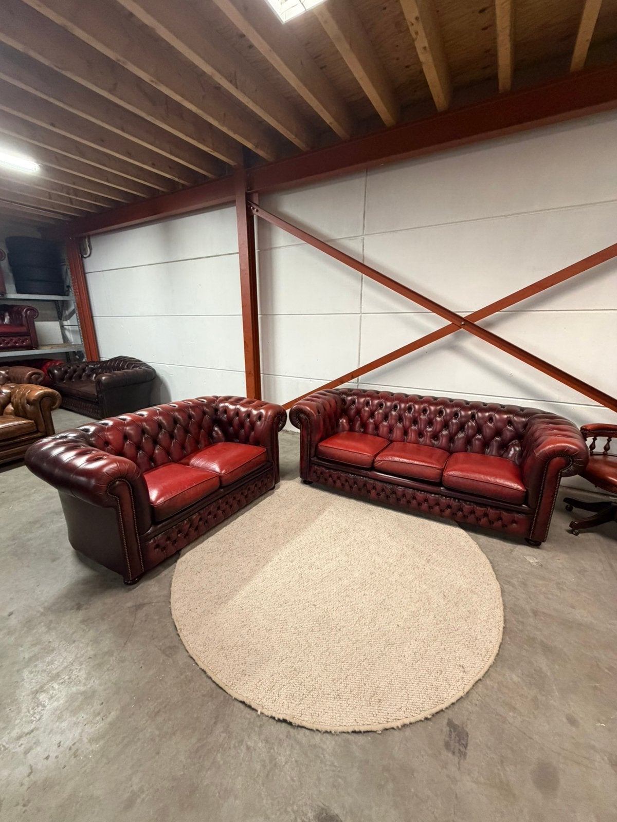 Oxblood rood chesterfield bankstel set 3+2 zits Z.G.A.N, 2871SK, Verzenden, Klassieke, Mariansoliak8@gmail.com