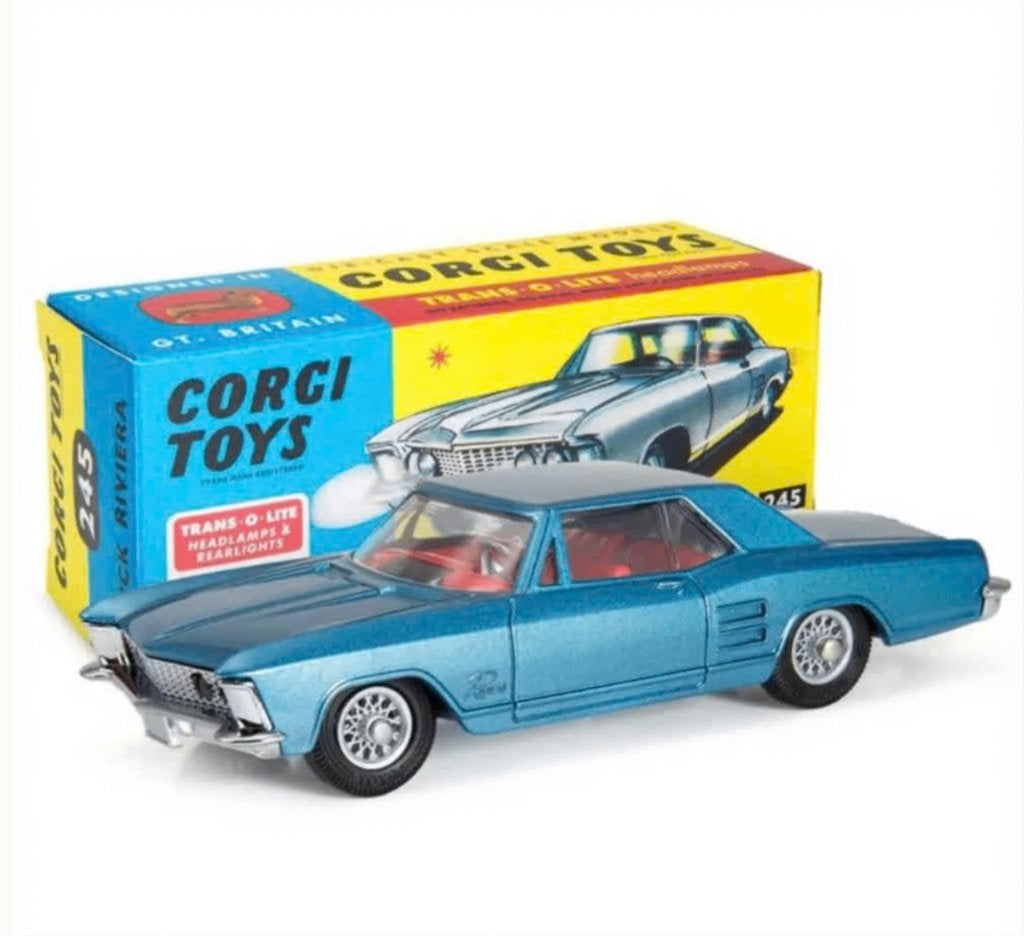 Buick Riviera Blauw Trans-O-Lite Corgi NEW schaal 1/48 # 245, Ophalen of Verzenden, Nieuw, Auto, Corgi