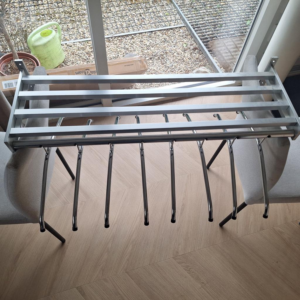Retro '70 Aluminium kapstok met 8 hangers en bovenrek, Huis en Inrichting, Woonaccessoires | Kapstokken, Zo goed als nieuw, Minder dan 100 cm