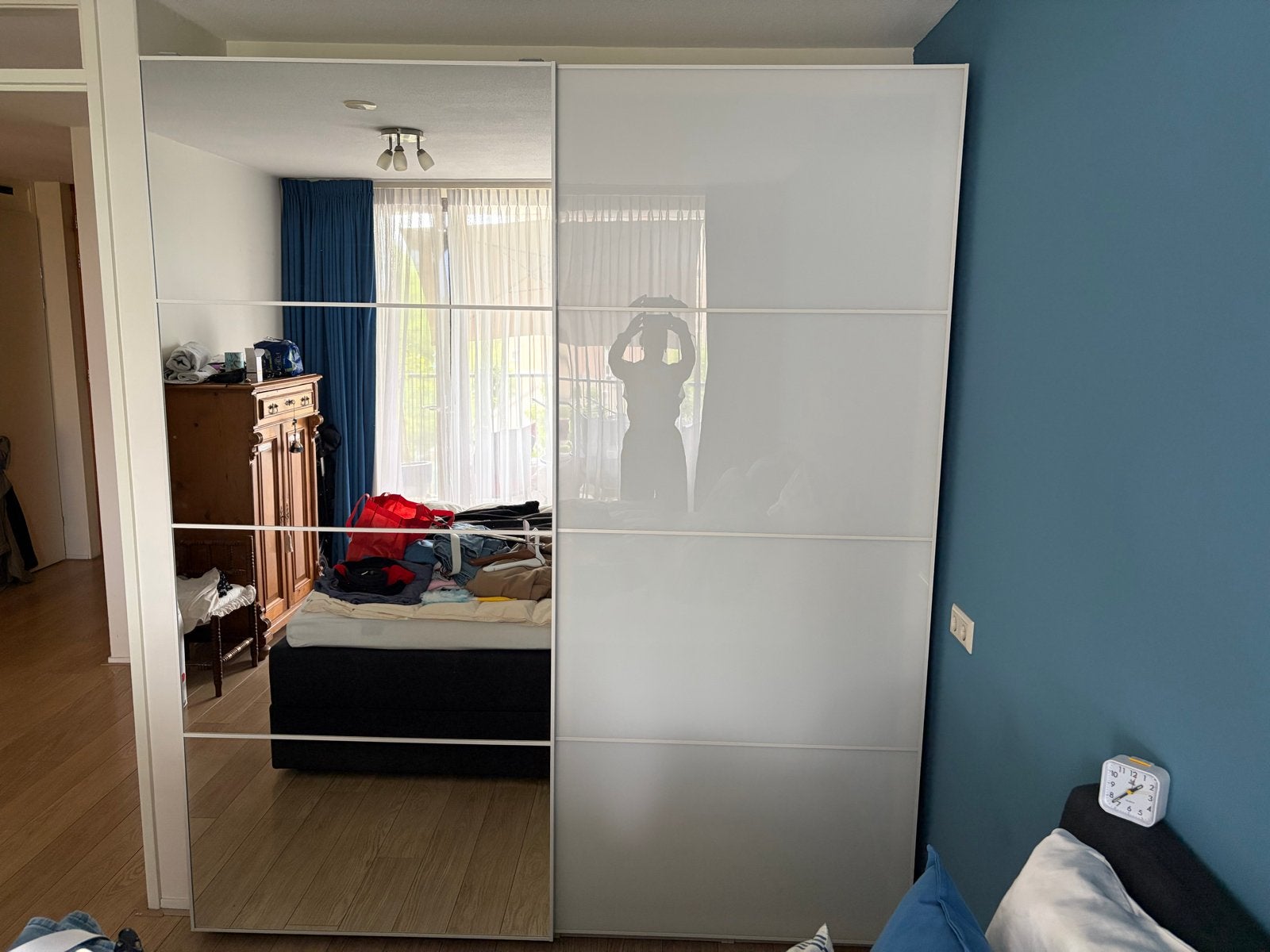 IKEA PAX Schuifdeurkast 235x200 cm met spiegeldeuren, Ophalen, Gebruikt, 200 cm of meer, Met lade(s)