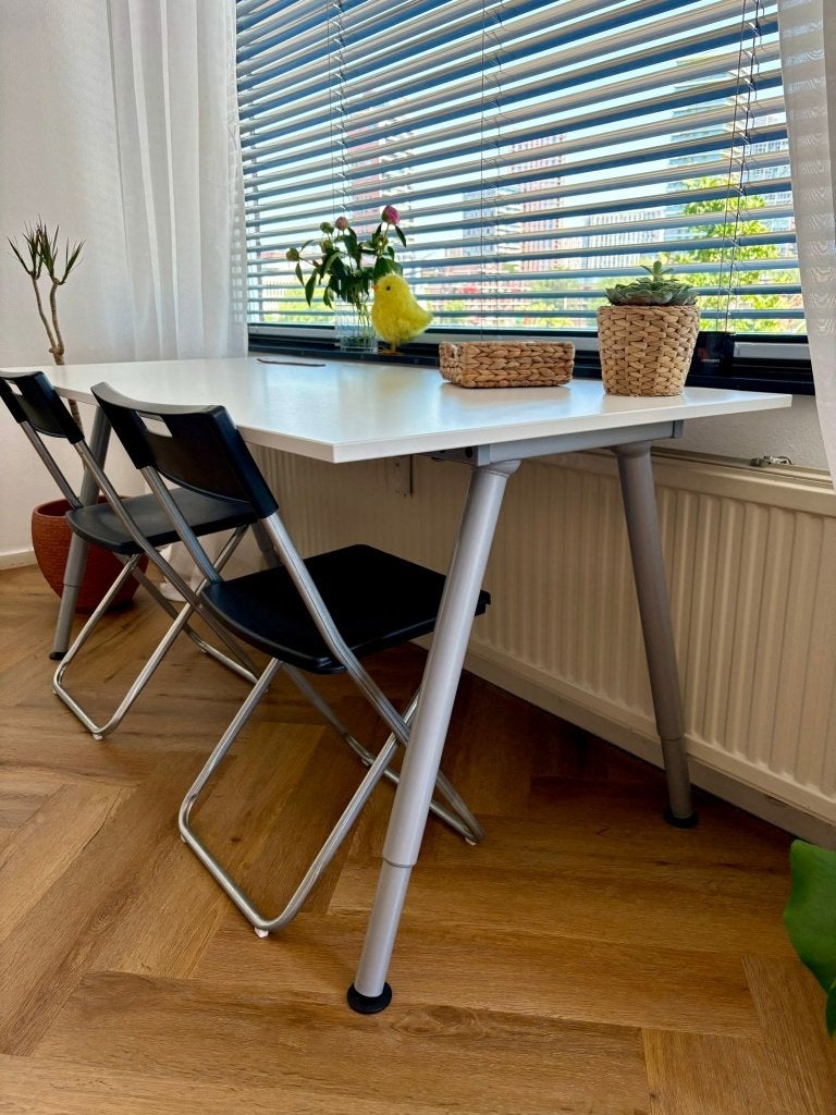 IKEA THYGE Tafel 160x80 cm – In Hoogte Verstelbaar – Wit, Ophalen, 160 cm, In hoogte verstelbaar, Zo goed als nieuw