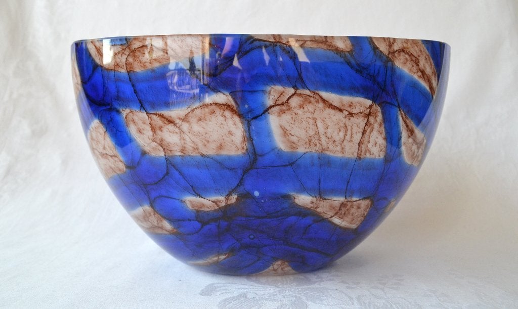 Mooie glazen Kom / Fruitschaal van glas, 17x30cm – Loranto, Schaal, Ophalen of Verzenden, Ovaal, Handgemaakt