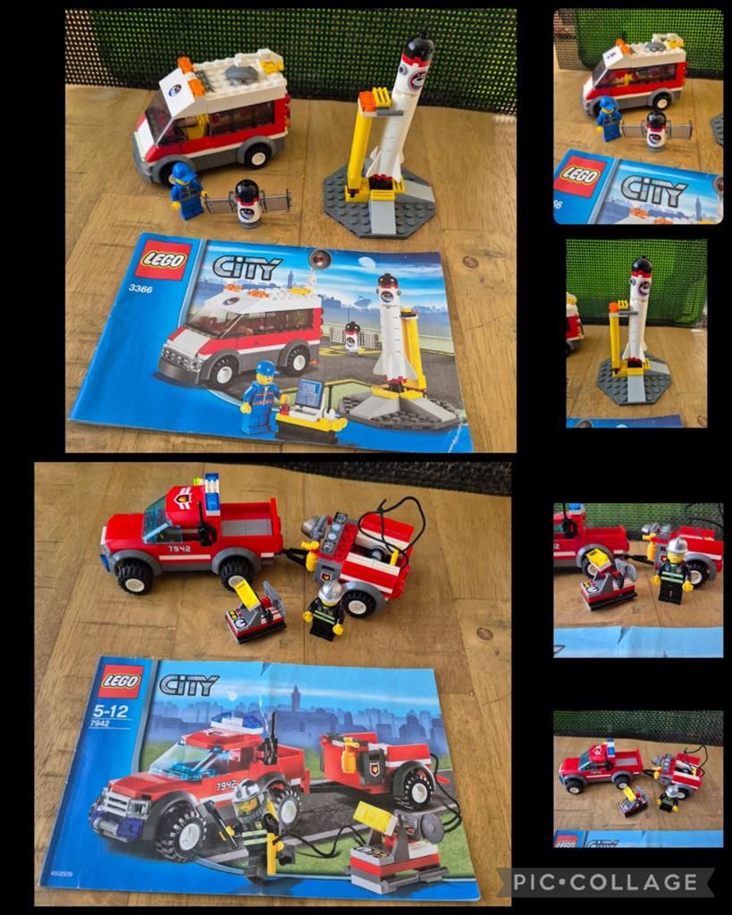 7942 Lego City brandweer en 3366 lego city raket basis, Ophalen of Verzenden