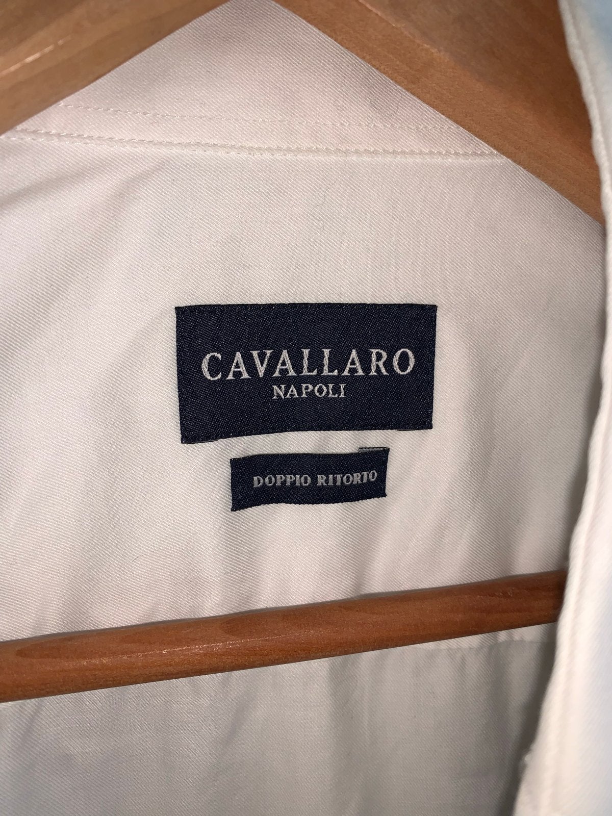 Cavallaro Napoli overhemd wit met Italiaanse streep, Ophalen of Verzenden, Zo goed als nieuw, Wit, Halswijdte 41/42 (L)