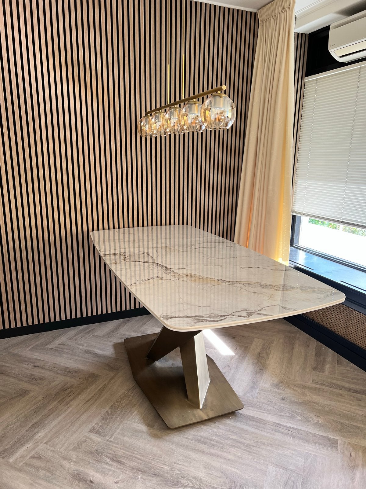 Elegante marmeren eettafel - 180x90 cm, 1 jaar oud, Huis en Inrichting, Ophalen, Overige materialen, 50 tot 100 cm, Zo goed als nieuw