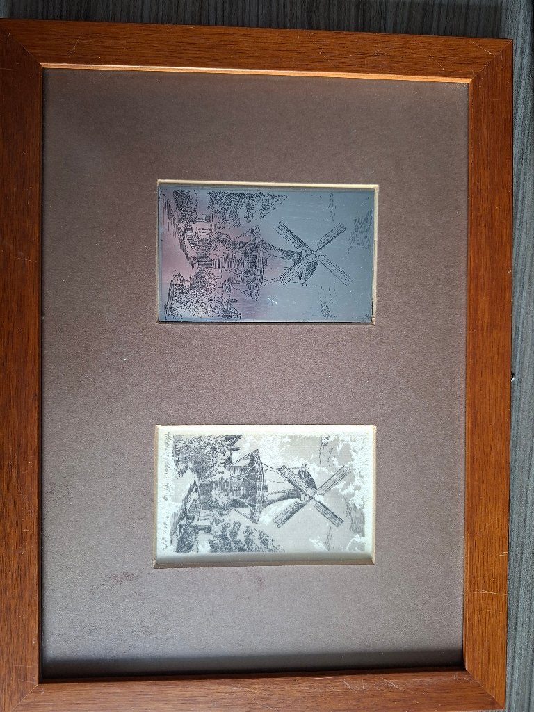 ets molen van Heerenveen Johan Hemkes, Antiek en Kunst, Ophalen, Ets, Ingelijst, 23 cm