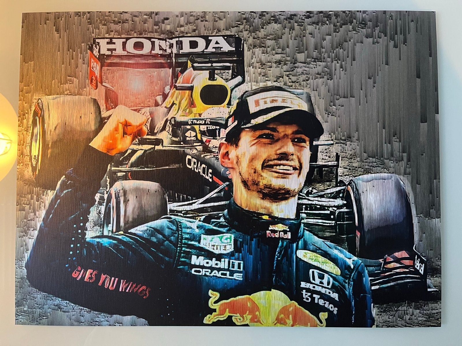 Max Verstappen F1 2022 Kampioen Glitch Art Print, Antiek en Kunst, Kunst | Schilderijen | Modern, Figuren, Ophalen of Verzenden