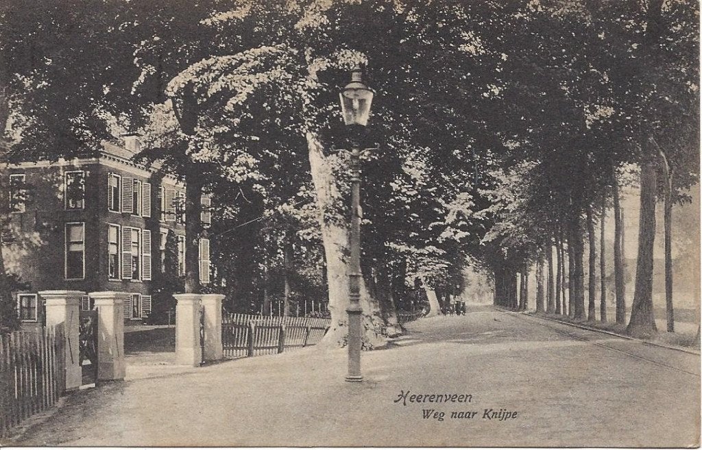 Heerenveen (Frl.) Weg naar Knijpe, Spoorrails, gelopen 1921, Ophalen of Verzenden, Voor 1920, Gelopen, Friesland