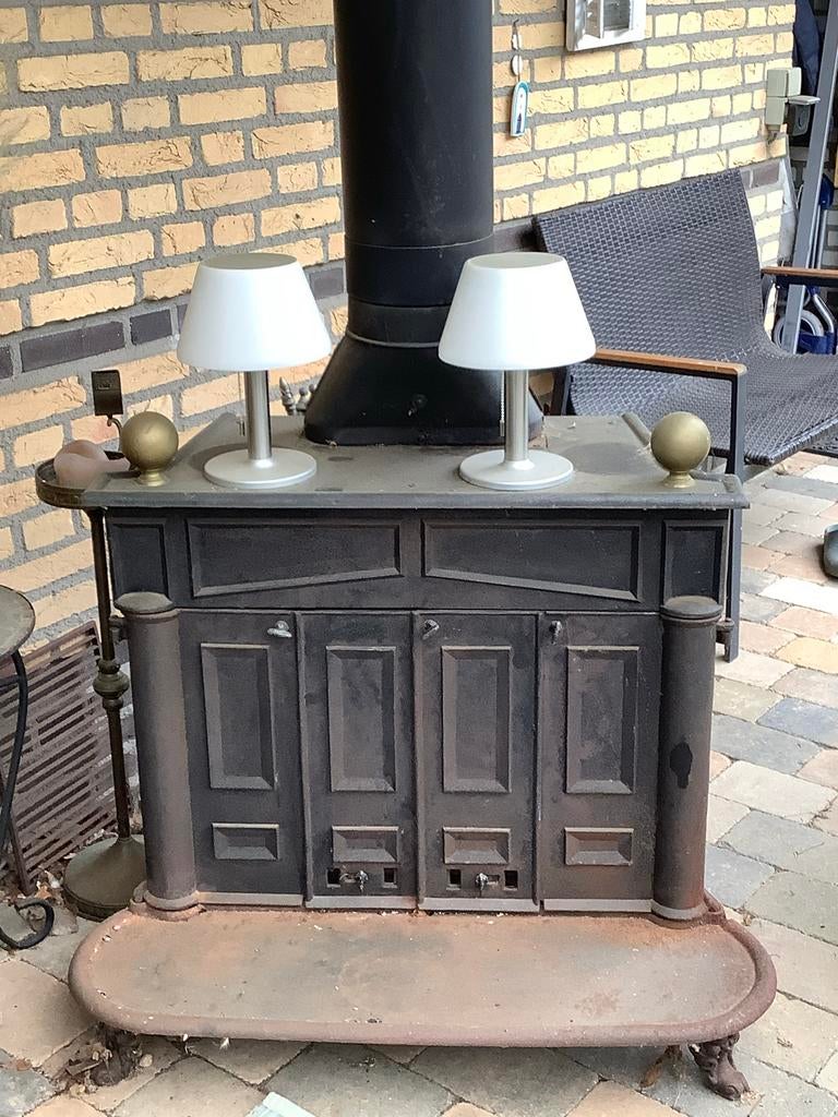 Franklin stove / Antieke Houtkachel met Pijp - voor Buiten, Huis en Inrichting, Kachels, Ophalen, Gebruikt, Houtkachel, Vrijstaand