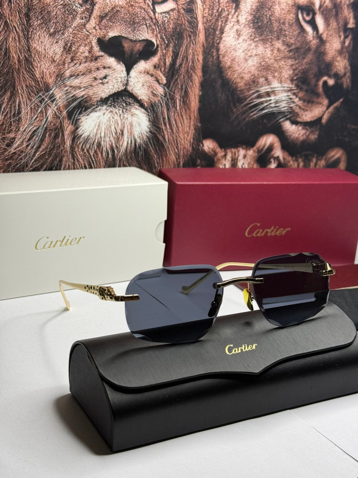 Cartier Diamond cut Panter Zwarte Bril, Ophalen of Verzenden, Zo goed als nieuw, Overige kleuren, Overige merken