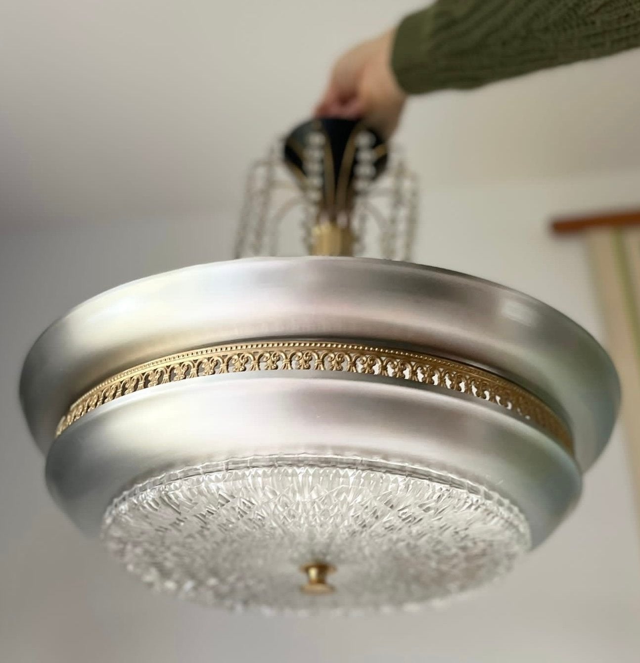 Vintage Kroonluchter Jaren '60 - Perfect voor Hal, Huis en Inrichting, Ophalen of Verzenden, Gebruikt, Metaal, E14 (klein)