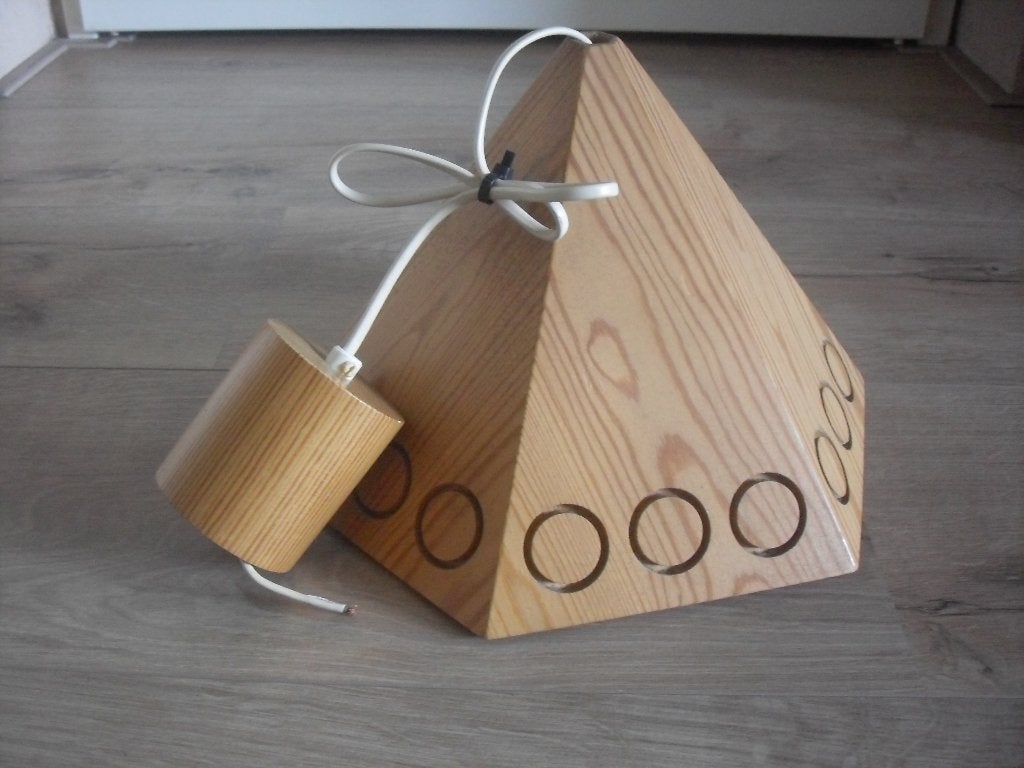 vintage houten design hanglamp, Huis en Inrichting, Lampen | Hanglampen, Ophalen of Verzenden, Hout, Vintage design