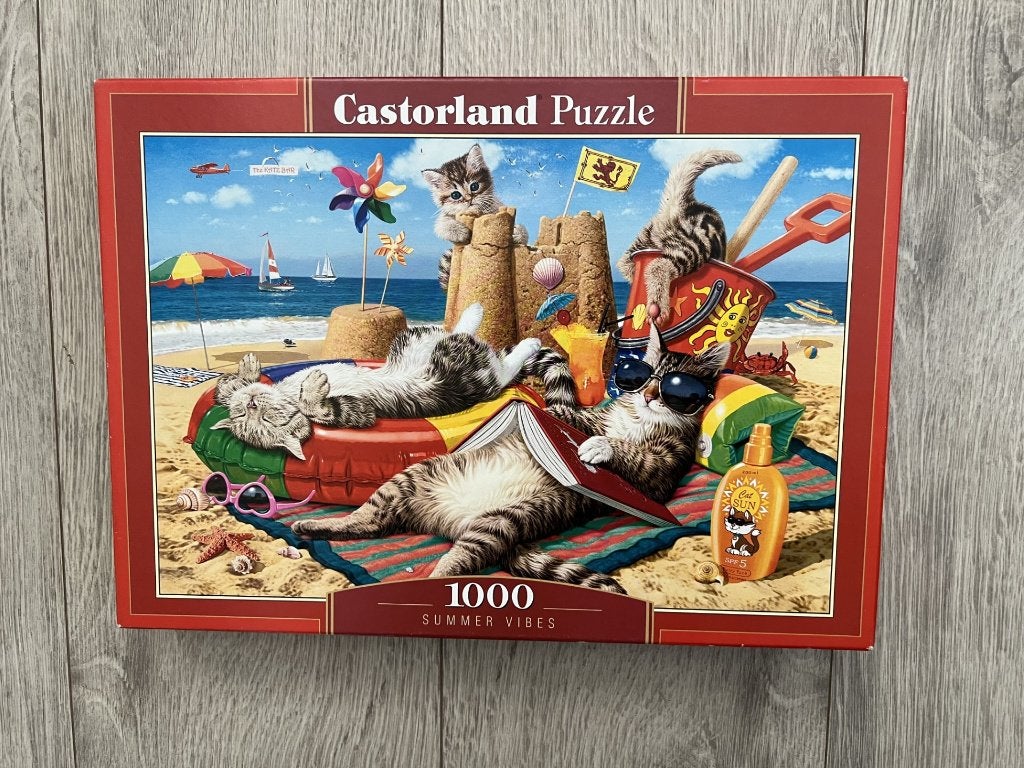Castorland puzzel -Summer vibes- katten -1000 stukjes, Ophalen of Verzenden, 500 t/m 1500 stukjes, Gebruikt, Legpuzzel