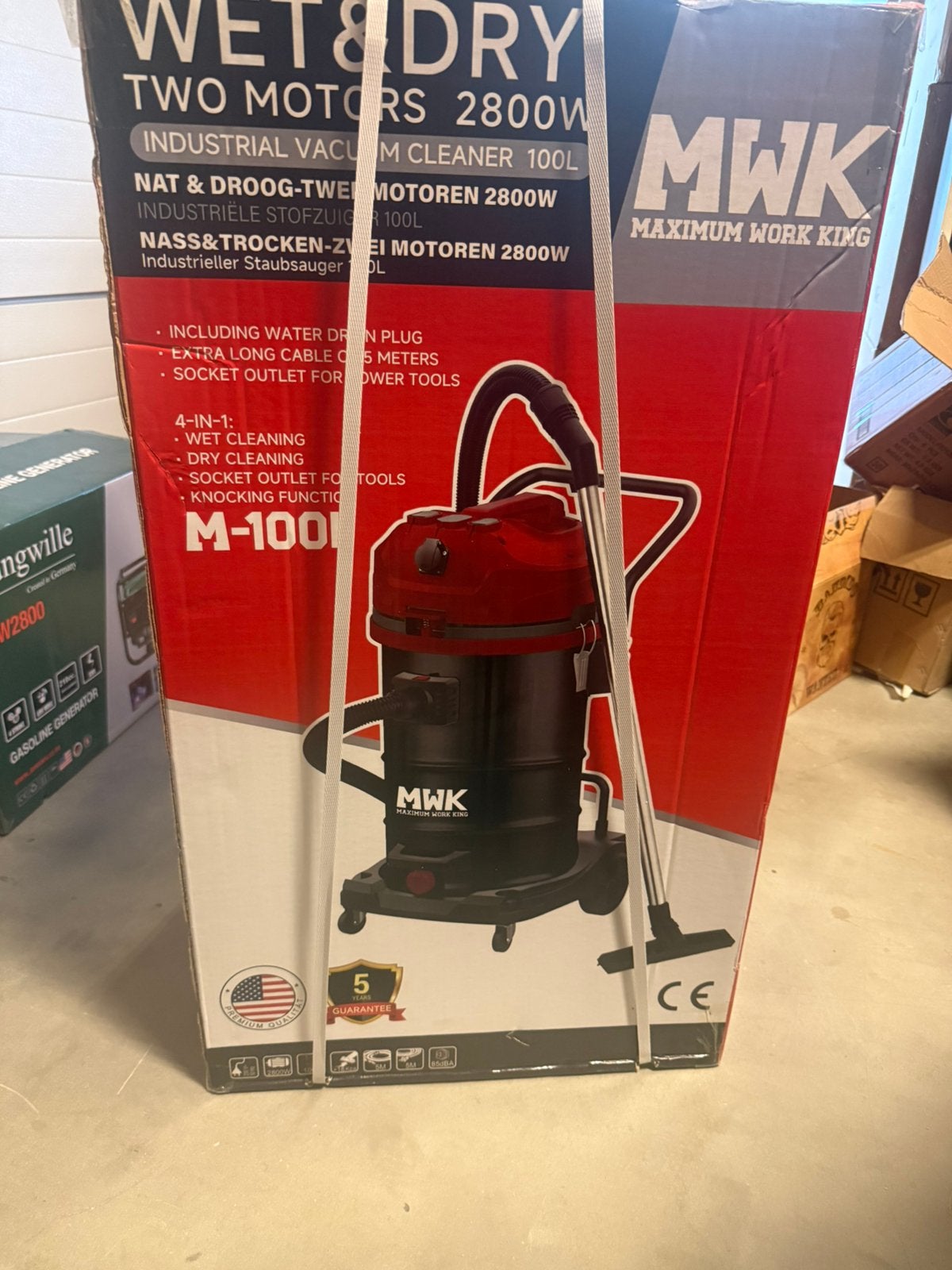 MWK M-100L Industriële Nat- & Droogstofzuiger 2800W – NIEUW, Ophalen of Verzenden, Nieuw, 2000 watt of meer