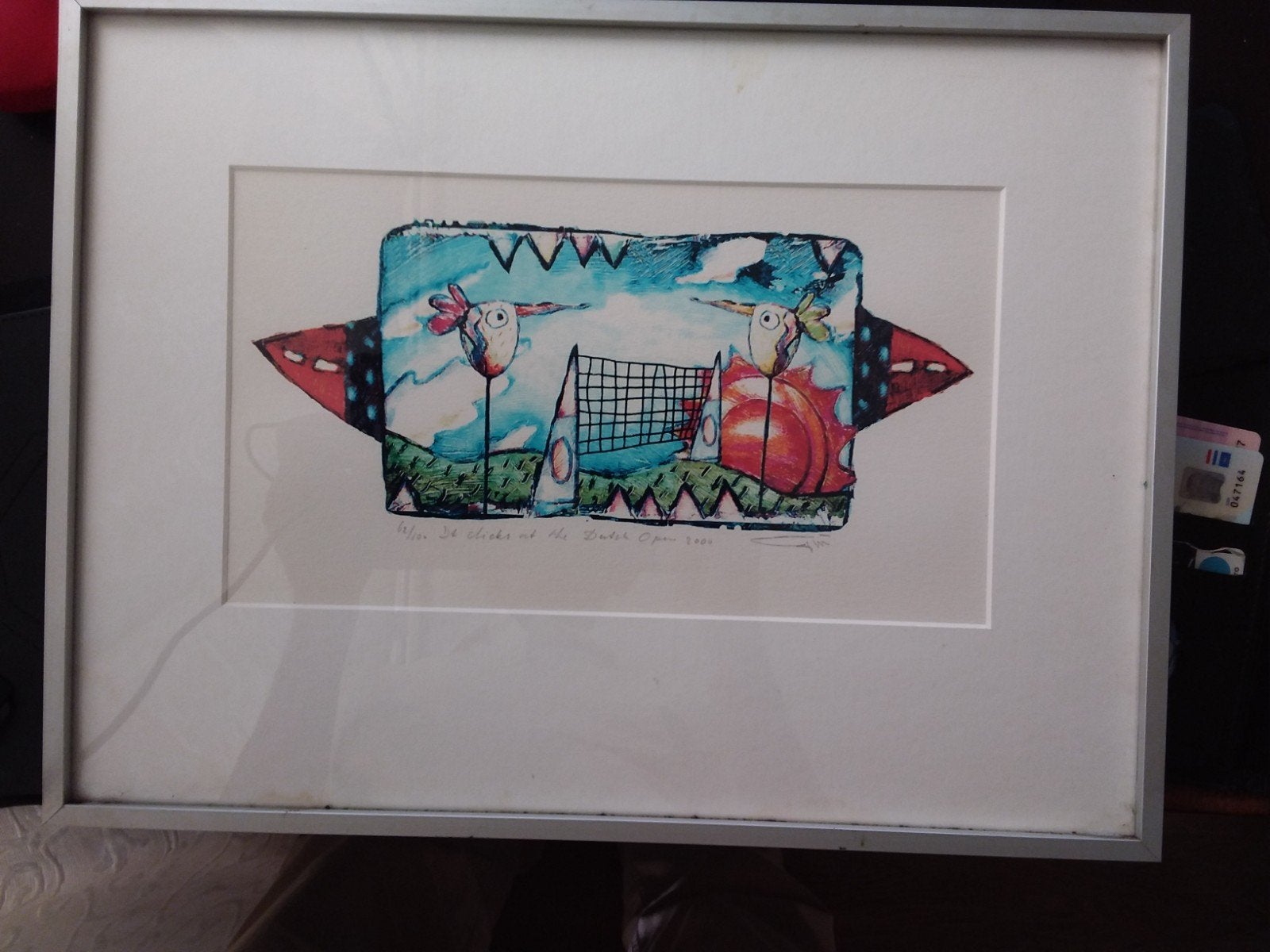 Hans Innemee - It clicks at the Dutch Open 2000, Antiek en Kunst, Kunst | Etsen en Gravures, Dagelijks leven, Ingelijst, Zeefdruk