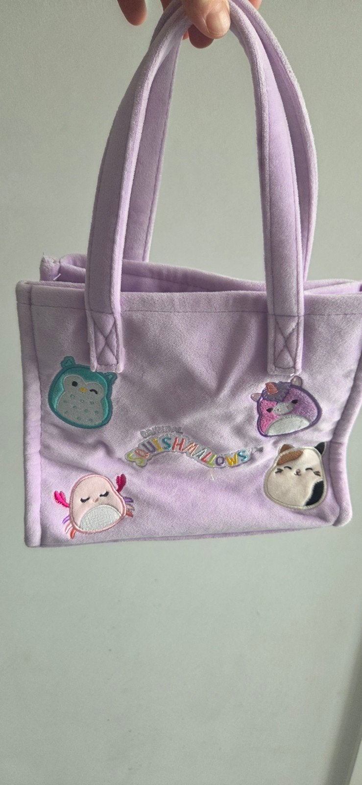 Squishmallows handtas lila met leuke patches, Ophalen, Gebruikt, Paars, Handtas