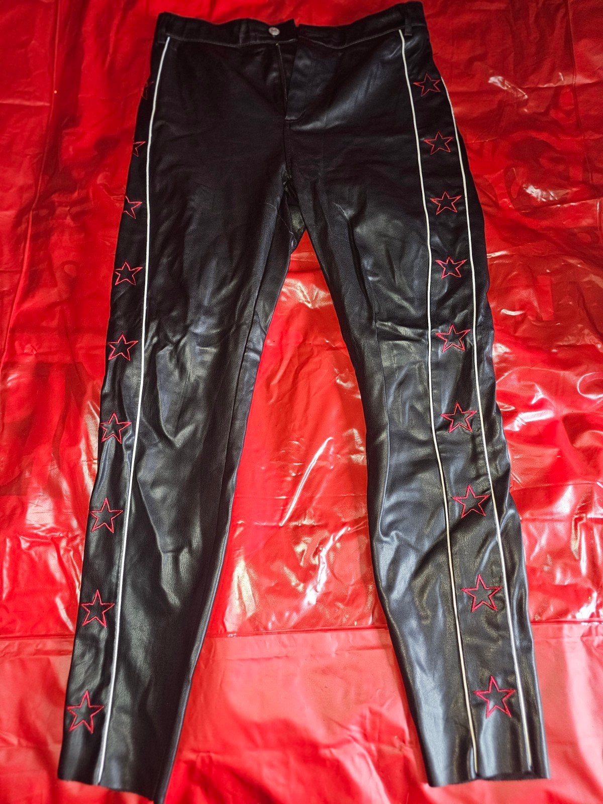 Colourful Rebel leren broek met sterren - Maat L, Verzenden, Zwart, Maat 42/44 (L), Colourful Rebel