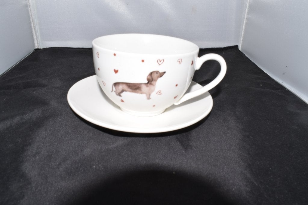 Kop en schotels Teckel Van Cleef servies, De Giesel 46, 6081PH Haelen, Overige merken, Nieuw, Ophalen of Verzenden