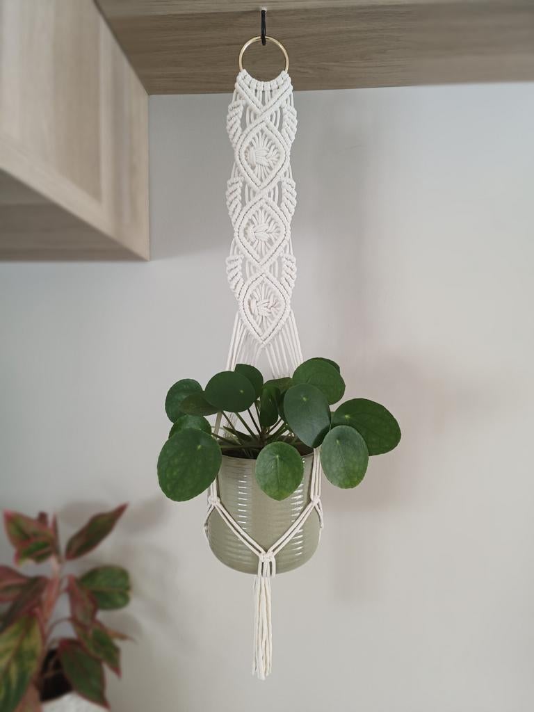 Macramé plantenhanger, Boho, Nieuw, Ophalen of Verzenden, Wit