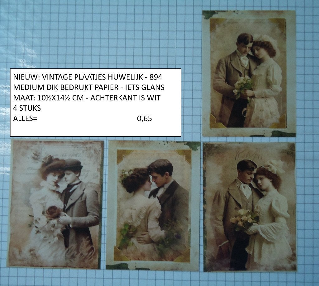 vintage plaatjes huwelijk 894 ( alleen verzenden, Ophalen, Nieuw, Man of Vrouw, Knipvel