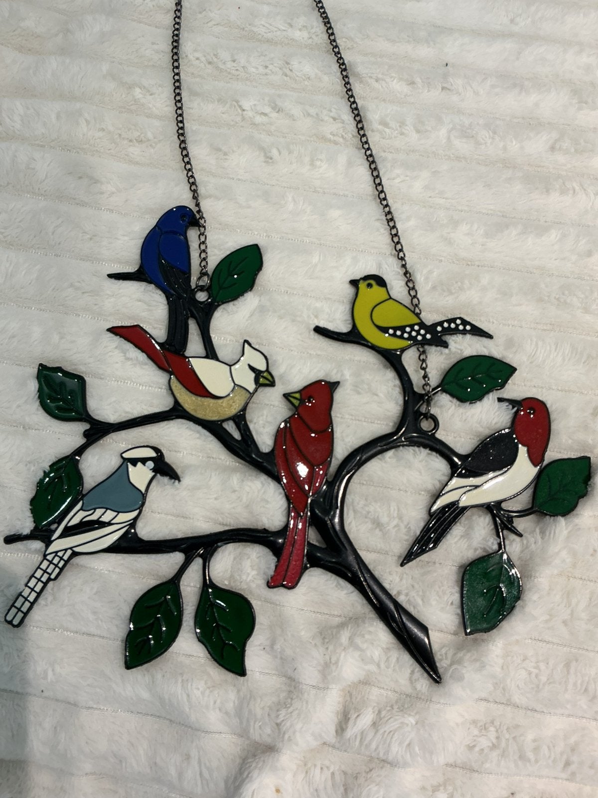 Kleurrijke vogels aan tak - decoratief hangstuk, Huis en Inrichting, Meerkleurig, Overige stijlen, Ophalen of Verzenden, Zo goed als nieuw