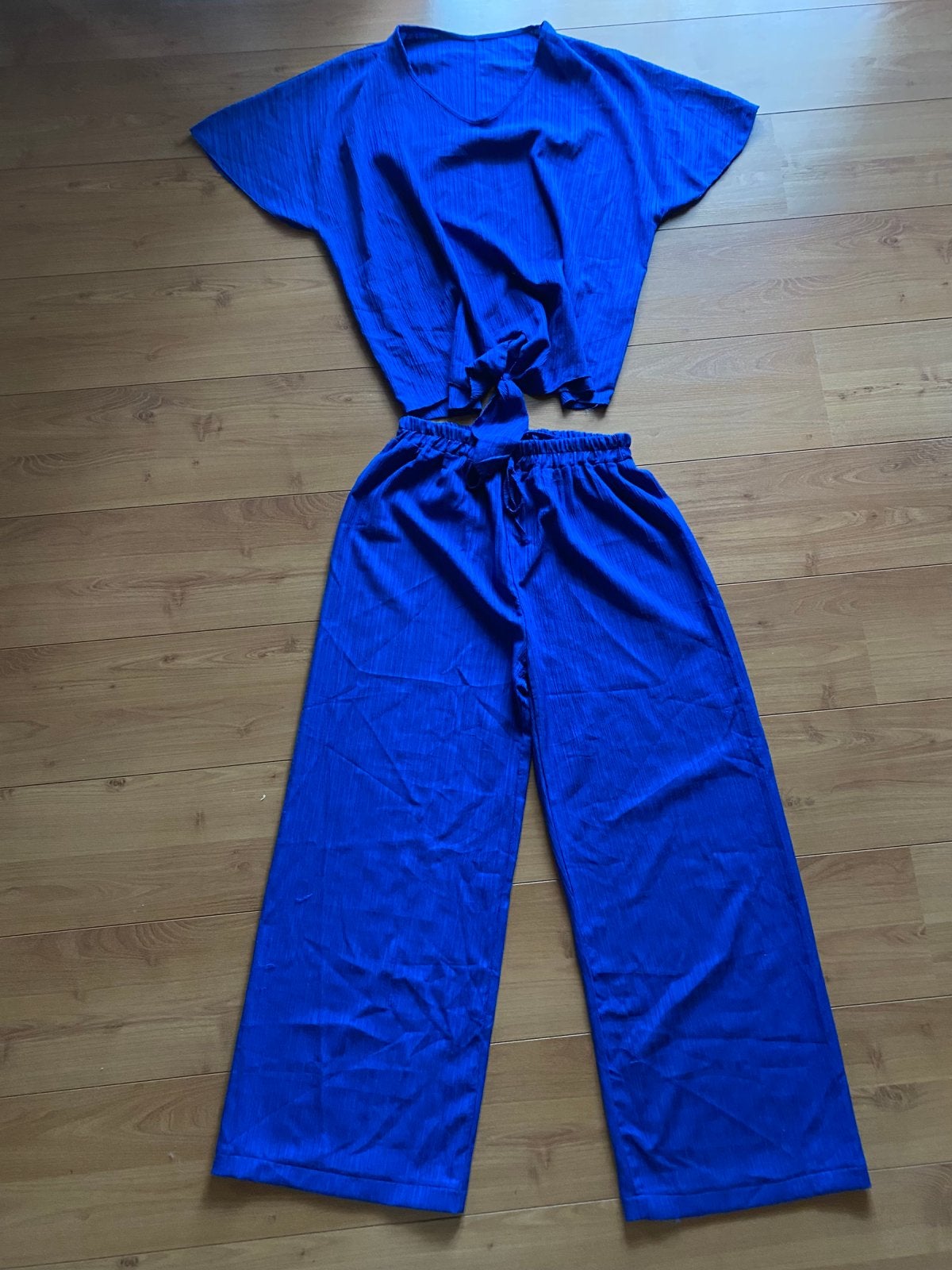 Als nieuw 2 delig broekpak, maat L/XL, XXL. Blauw, Ophalen of Verzenden, Zo goed als nieuw, Maat 46/48 (XL) of groter, Blauw