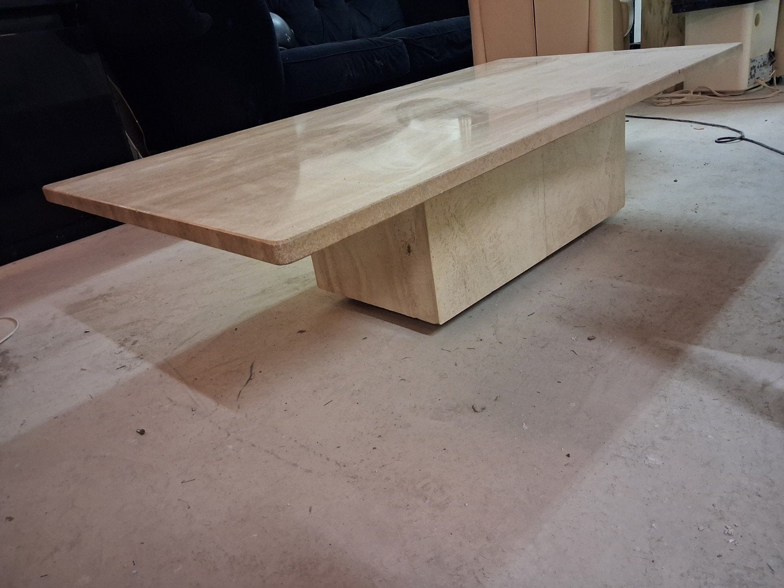 Massief travertin salontafel Hollywood Regency Style, Ophalen of Verzenden