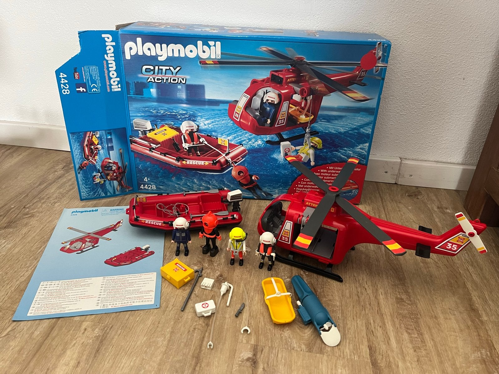 Playmobil City Action Reddingshelikopter en reddingsboot, Ophalen, Complete set, Voertuig, Zo goed als nieuw