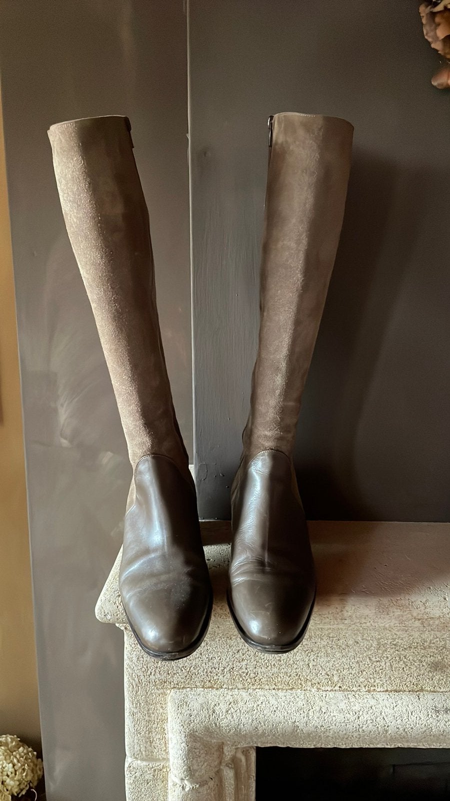 Zachte Suede taupe laarzen Panara maat 37, Ophalen of Verzenden, Zo goed als nieuw, Bruin, Hoge laarzen