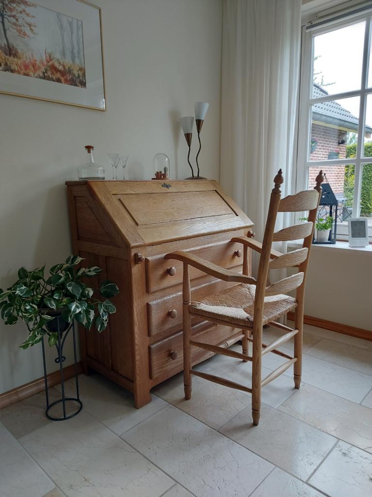 Eiken secretaire en stoel, Huis en Inrichting, Kasten | Secretaires, Ophalen of Verzenden