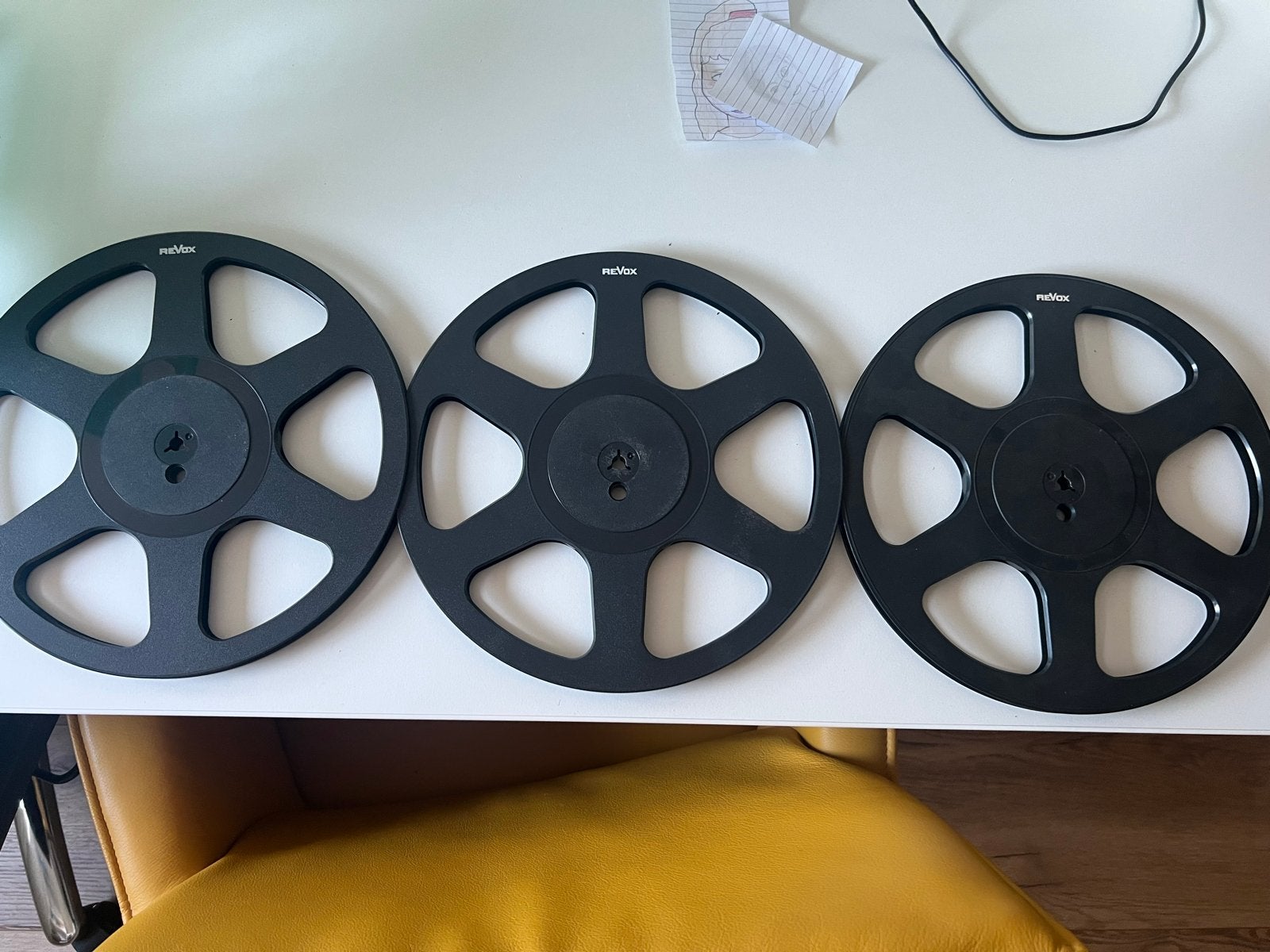 3x Revox lege bandspoelen 26,5 cm (10,5 inch) - Zwart, Ophalen of Verzenden, Onderdeel, Met banden