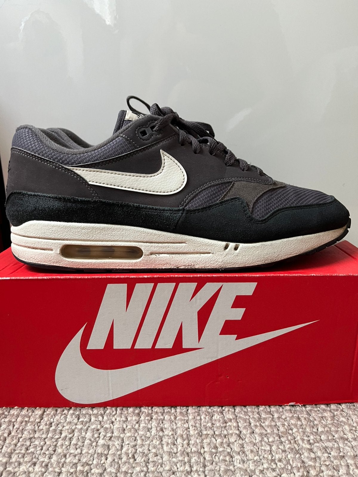 Nike air max 1 “Thunder Grey” / 46, Zwart, Ophalen of Verzenden, Sneakers of Gympen, Gedragen