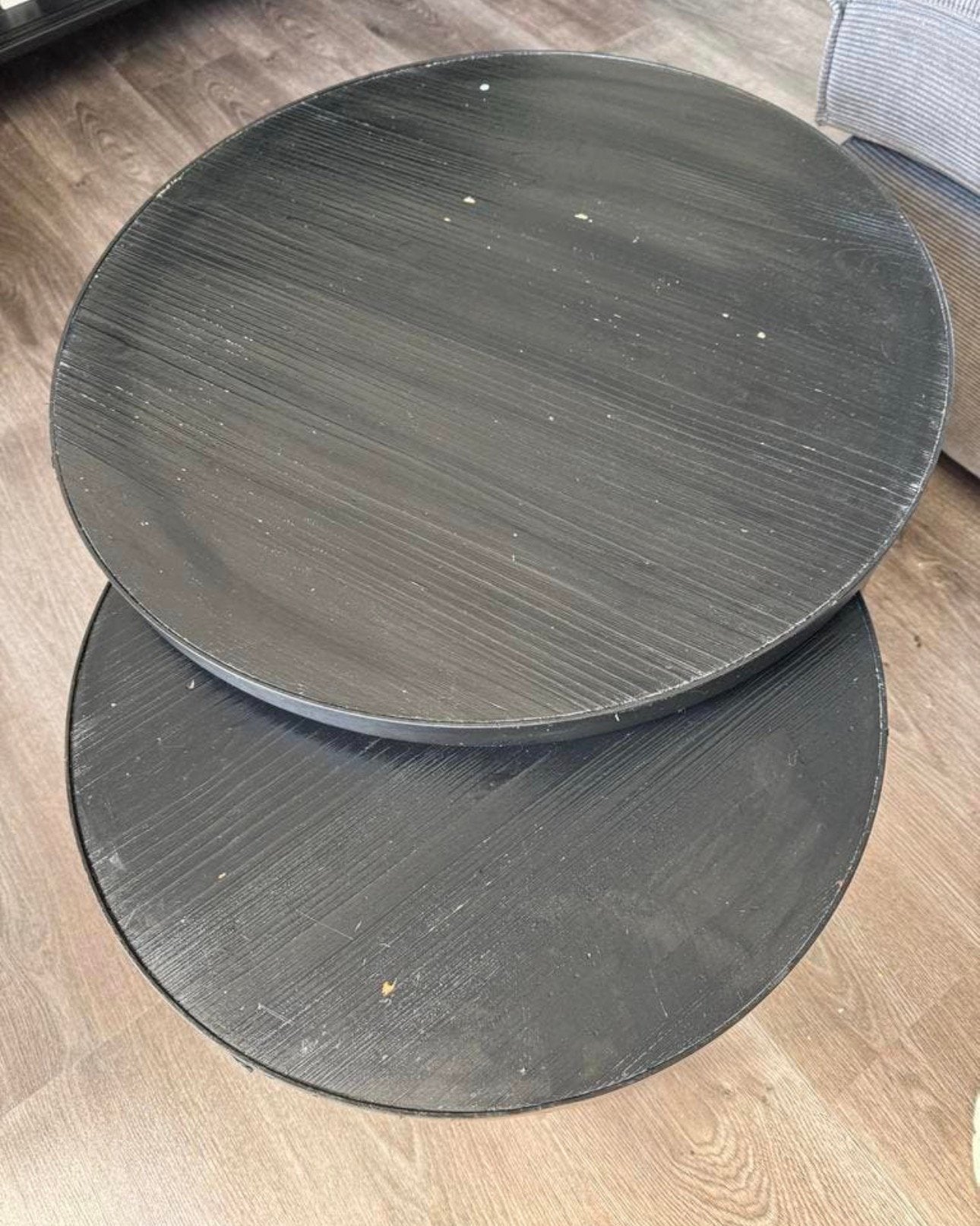 Ronde salontafels van mangohout, Huis en Inrichting, Tafels | Salontafels, Ophalen, 50 – 75, Gebruikt, Rond