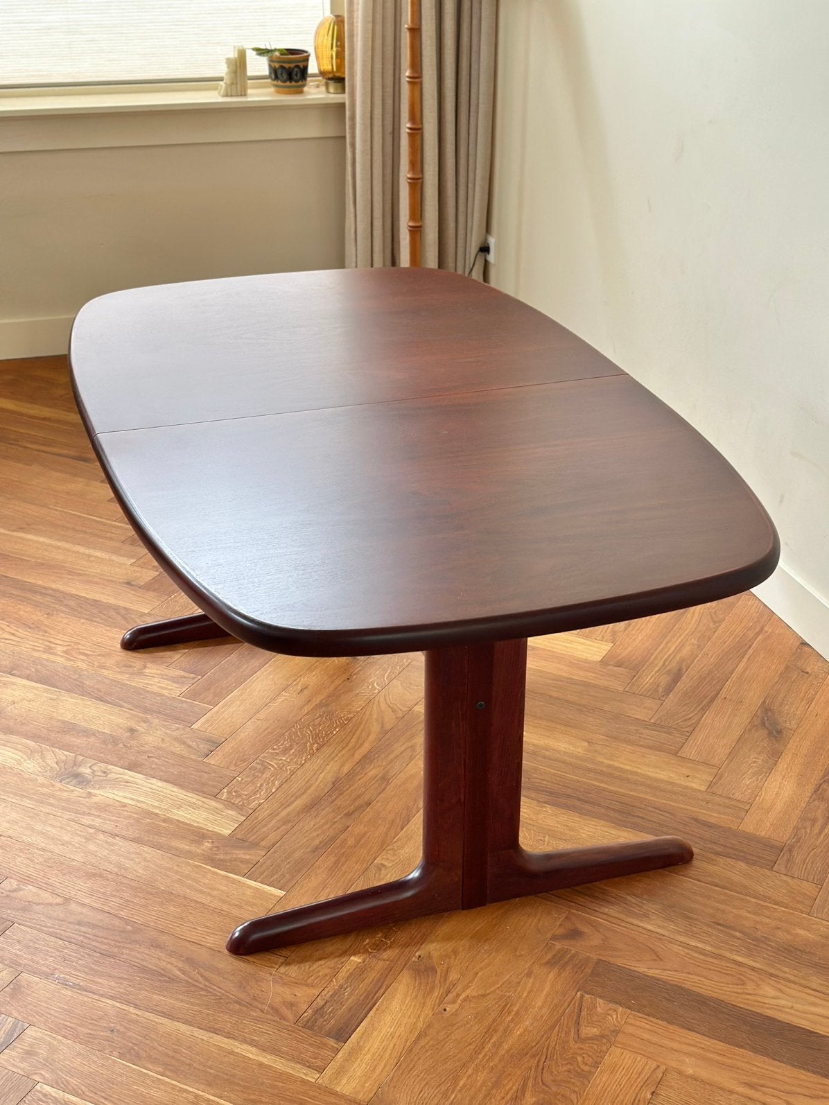 Vintage eettafel mahonie hout Deens design jaren 50/60/70, Huis en Inrichting, Ophalen, Gebruikt, Vintage, 200 cm of meer