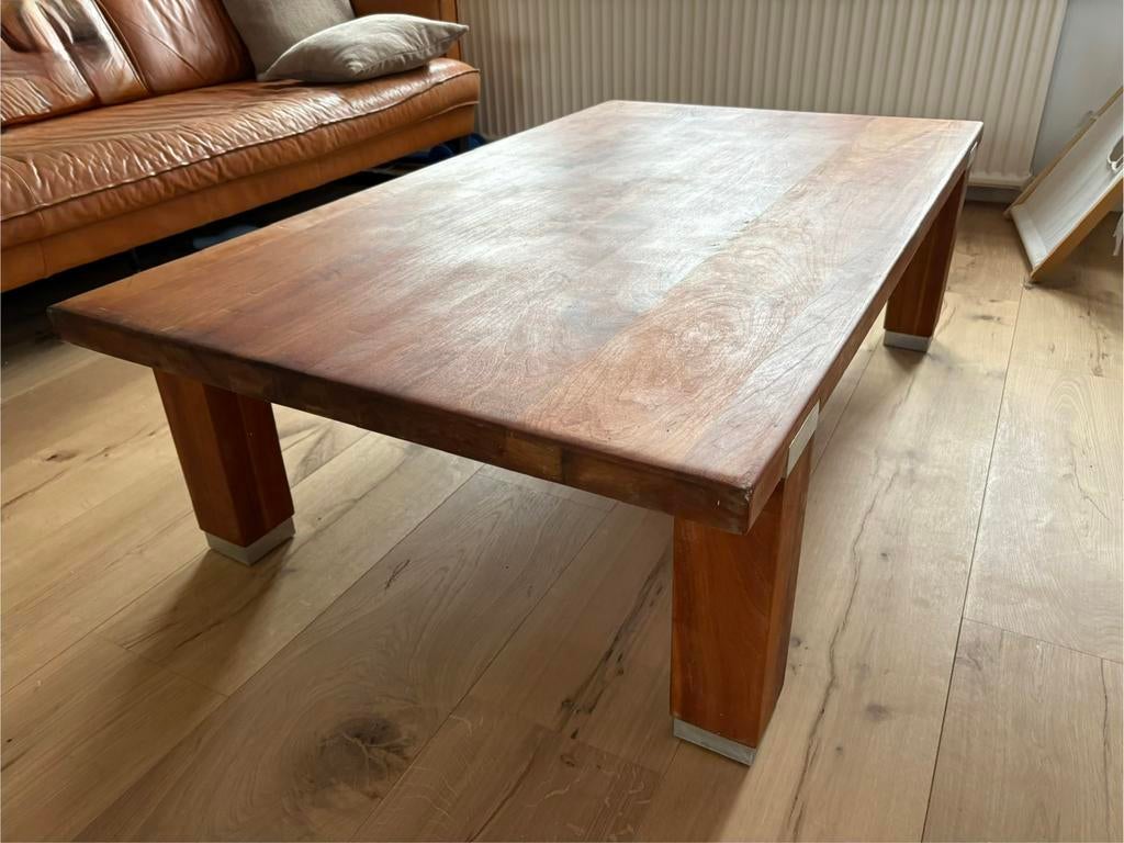 Houten salontafel, Huis en Inrichting, Tafels | Salontafels, Ophalen, Gebruikt, 100 tot 150 cm, 50 tot 100 cm