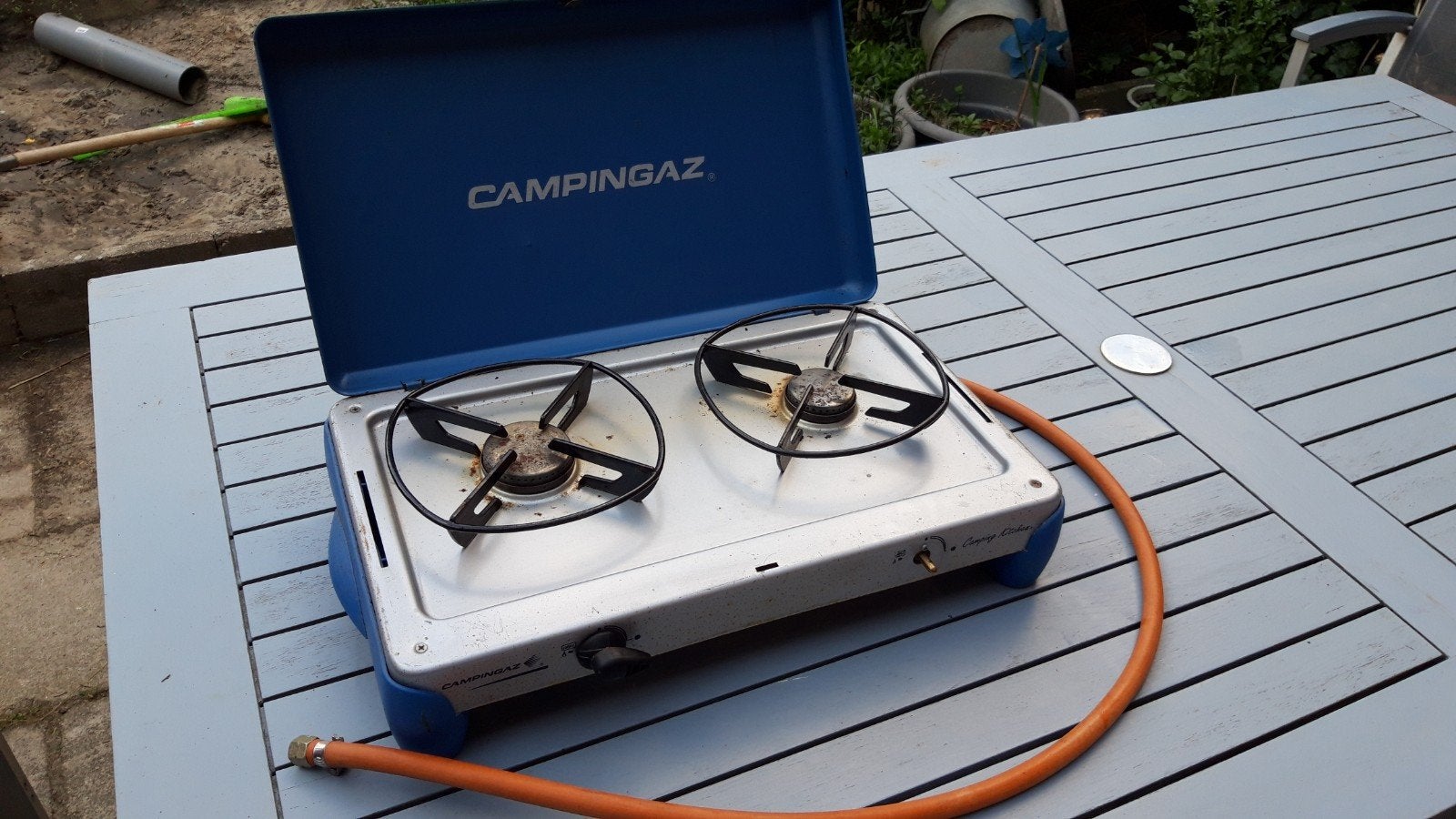 Campingaz Comfoor 2-pits gas kooktoestel (knopje ontbreekt), Ophalen of Verzenden, Gebruikt