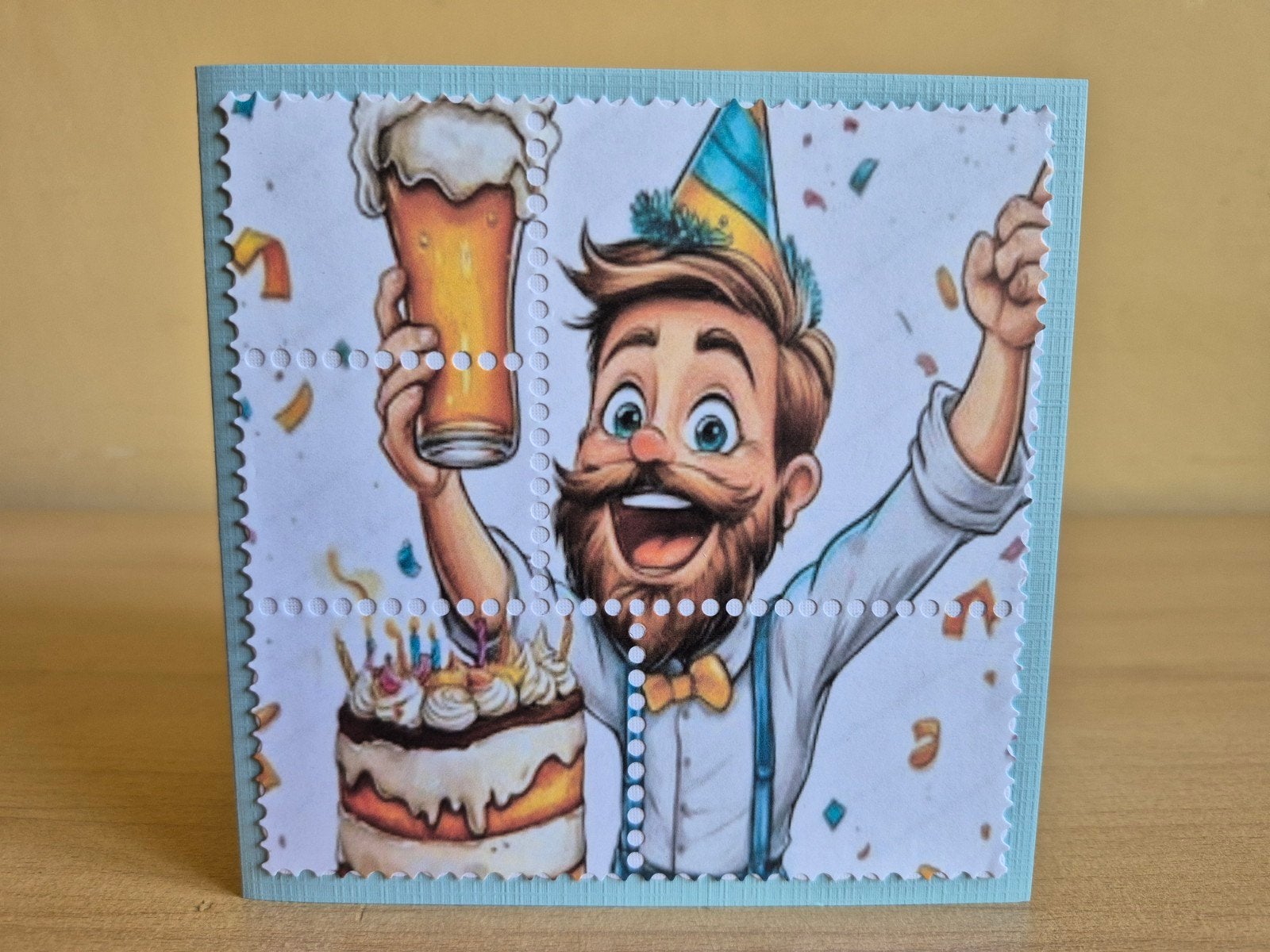 249a) zelfgemaakte kaart- verjaardag (man), Hobby en Vrije tijd, Kaarten | Zelfgemaakt, Ophalen of Verzenden, Nieuw, Kerst