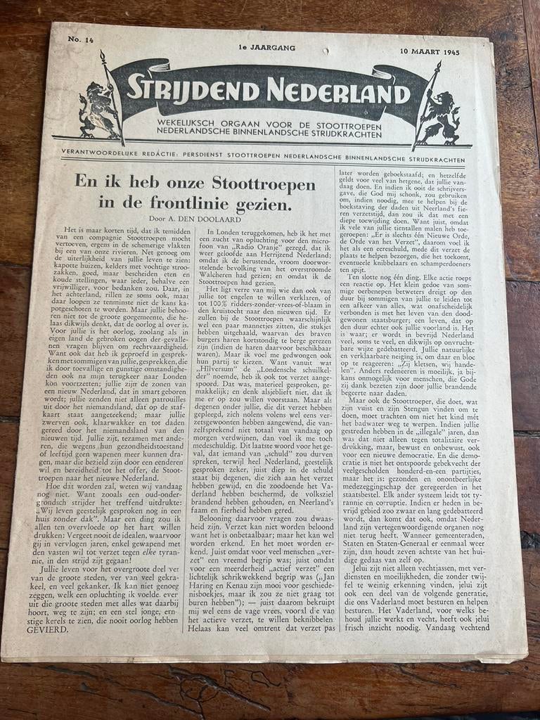 WO2 Nederlands weekblad stoottroepen Venlo maart 1945 Venlo, Verzenden, Nederland, Boek of Tijdschrift