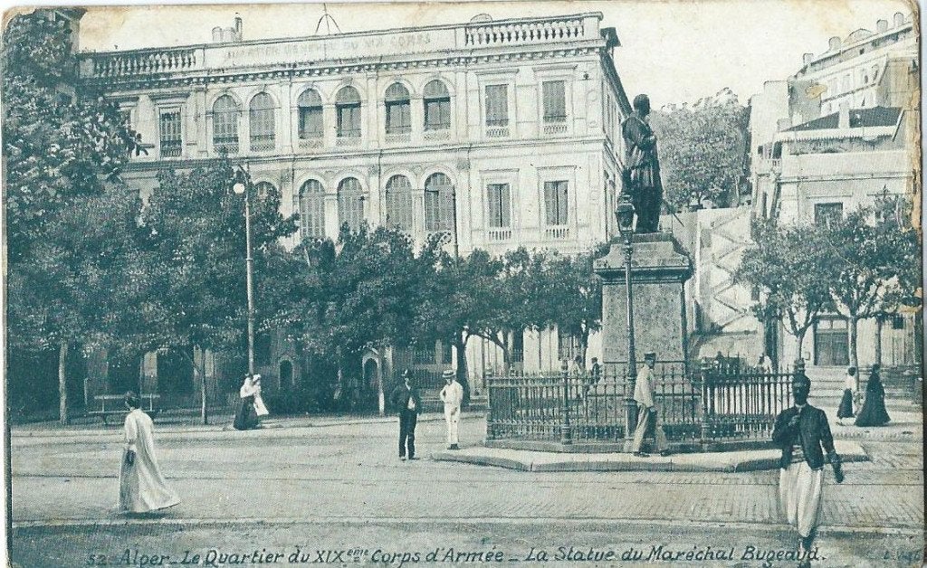 Ansichtkaart Algerije - Maréchal Bugeaud standbeeld, Ophalen of Verzenden, Voor 1920, Gelopen, Buiten Europa