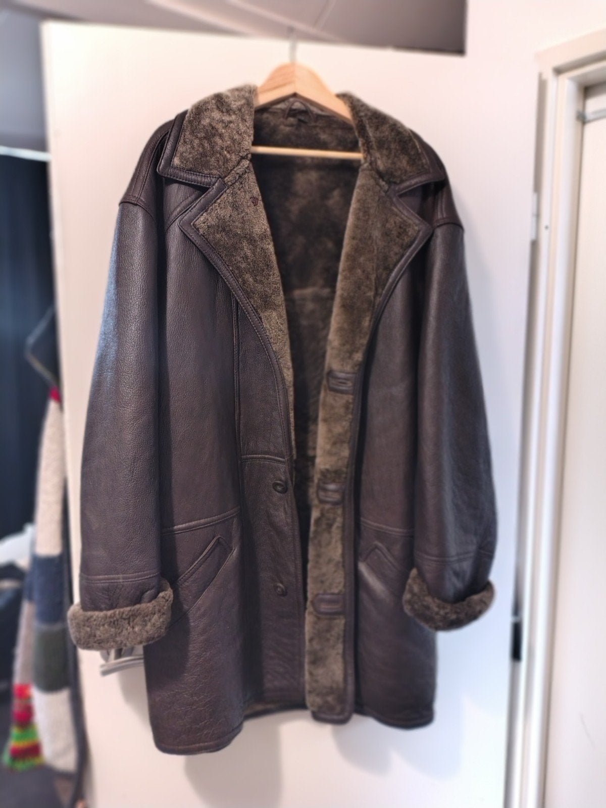 Leren lammy coat  Lamswol Voering - Maat XXL, Kleding | Heren, Maat 56/58 (XL), Ophalen of Verzenden, Zo goed als nieuw, Onbekend