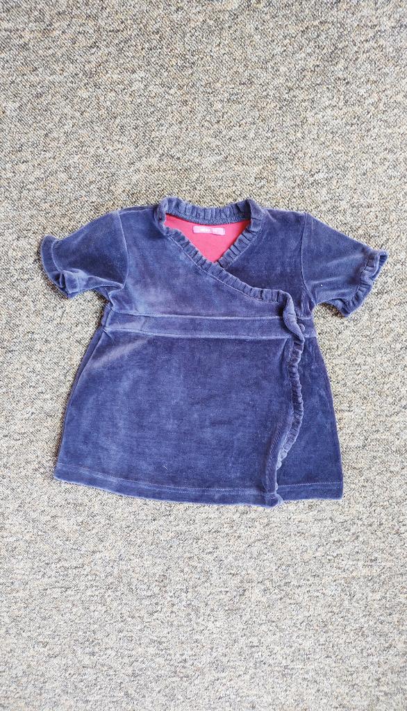 Blauw fluwelen jurkje of tuniekje - maat 74, Kinderen en Baby's, Meisje, Jurkje of Rokje, Ophalen of Verzenden, Zo goed als nieuw