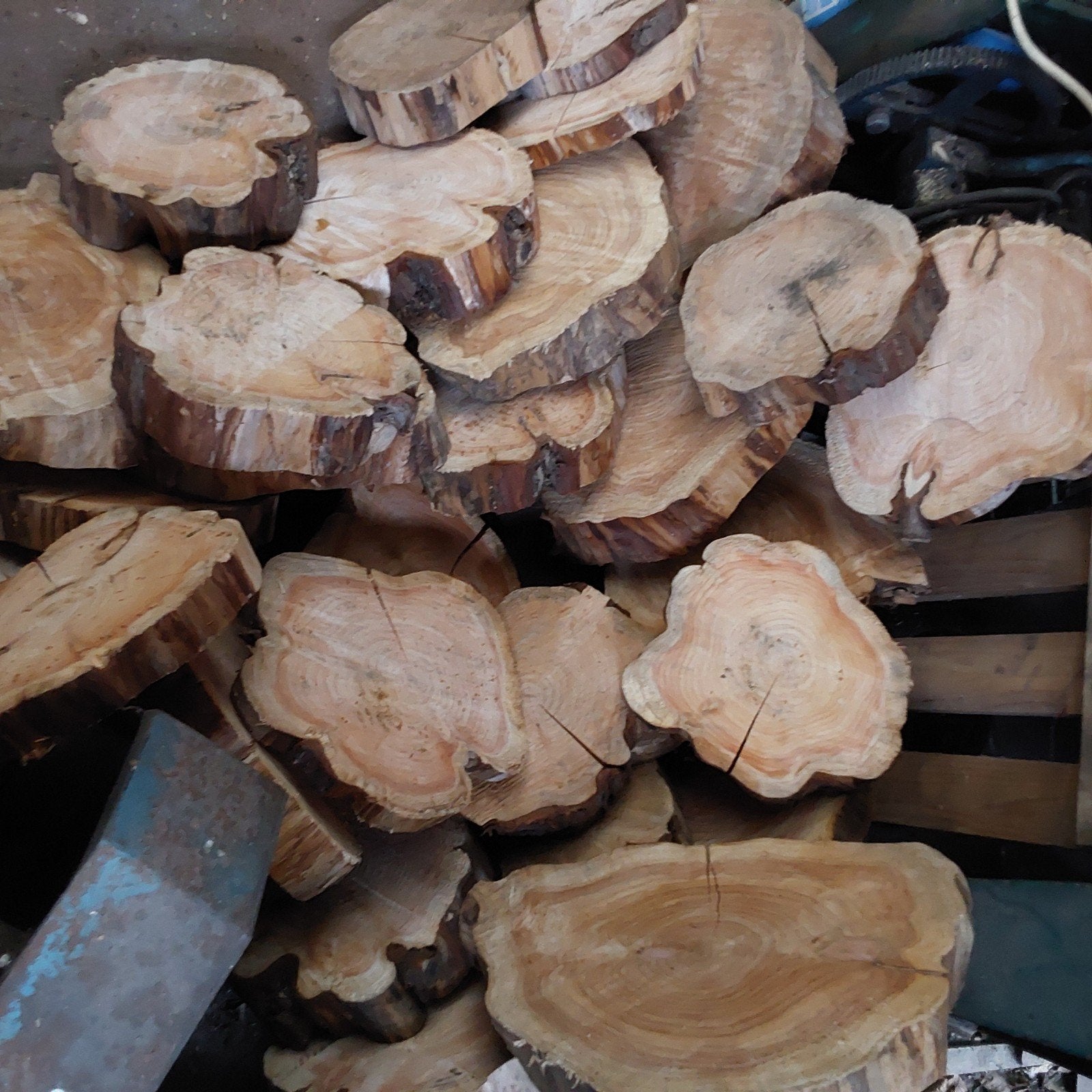 houten schijven 32 stuks, Hobby en Vrije tijd, Ophalen, Gebruikt, Versiering, Geboorte of Huwelijk